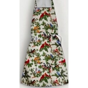 VTG Cut & Sew Fabric Apron Cranston Garden Birds Cardinals Chickadees Blue Birds